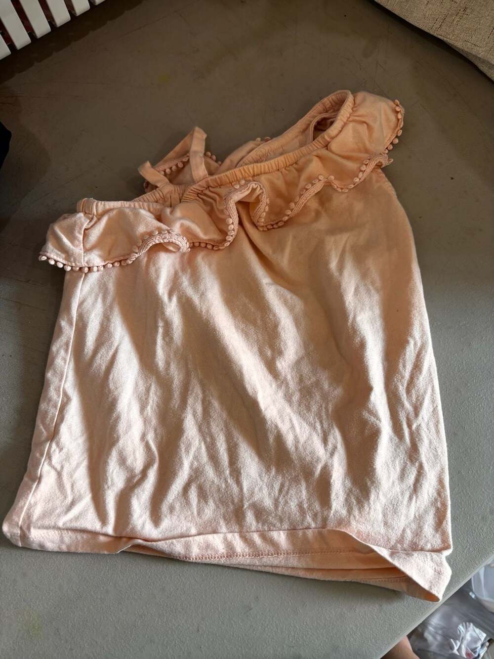Carter's Kid Girl's Peach Ruffle Pom-Pom Trim Tank Top